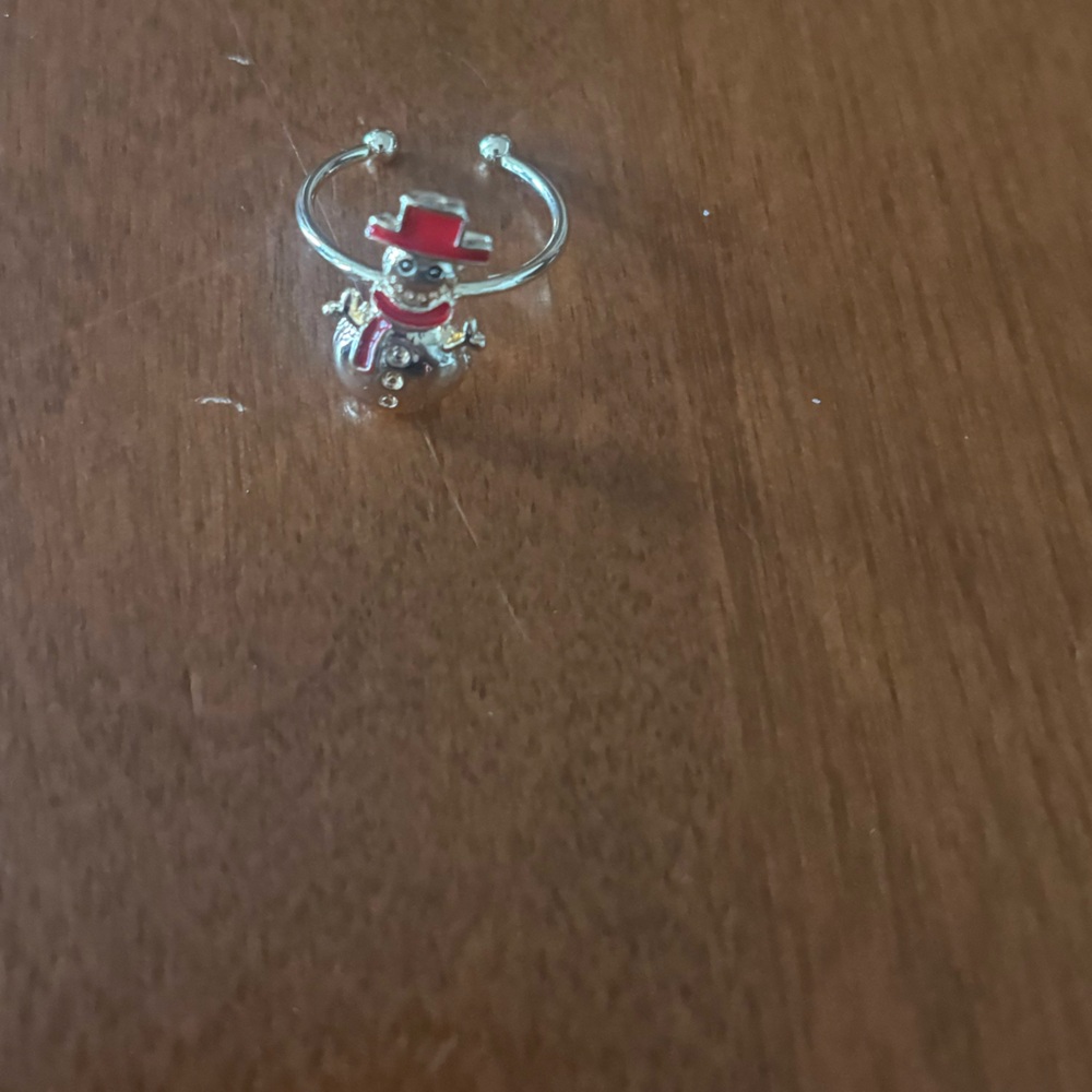 Charming Snowman Ring in Red and Silver